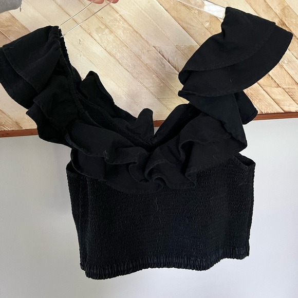 Anthropologie Maeve Flutter Smocked Cropped Top Women’s Size 10 - Picture 5 of 7